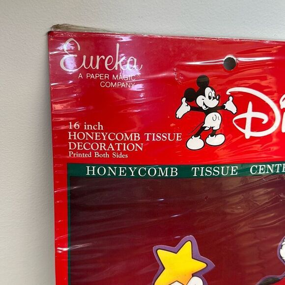 Vintage 1987 Eureka Mickey Mouse 16" Christmas Honeycomb Tissue Centerpiece - Picture 2 of 6